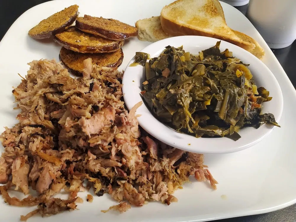 Pork Plate with Collards and Fried Green Tomatoes